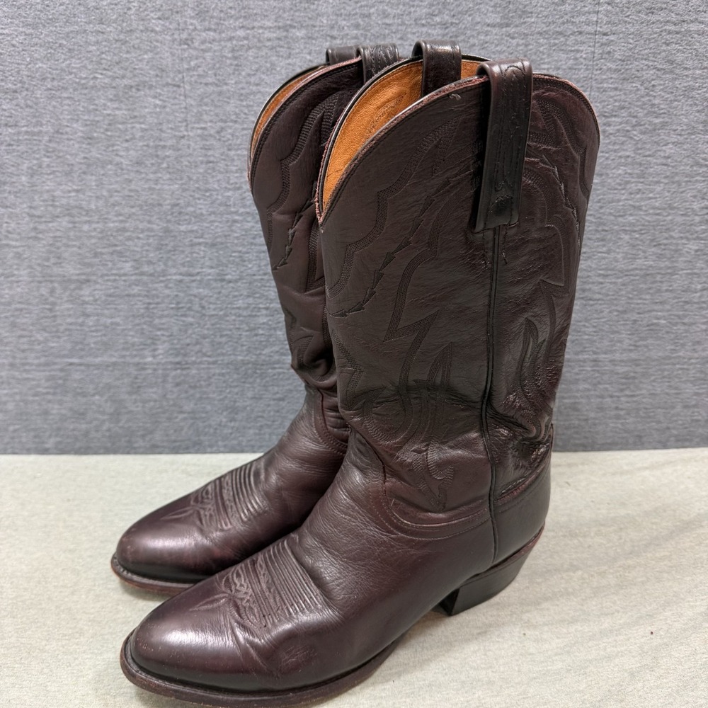 Lucchese 2000 Boots Mens 10.5EE Black Cherry Leather Cowboy Western T3095R4